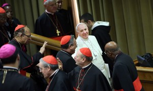 Francesco durante il sinodo del 2014.