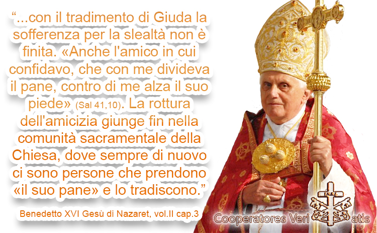Benedetto XVI spiega la lavanda dei piedi, Giuda e Pietro
